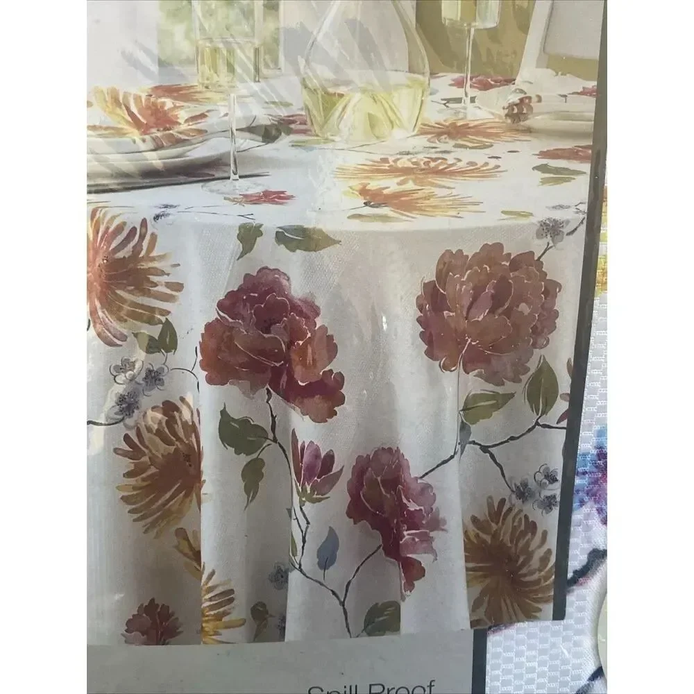 Arlee Home Fashions Multi Color Barrett Microfiber Tablecloth OBLONG 52”x70”